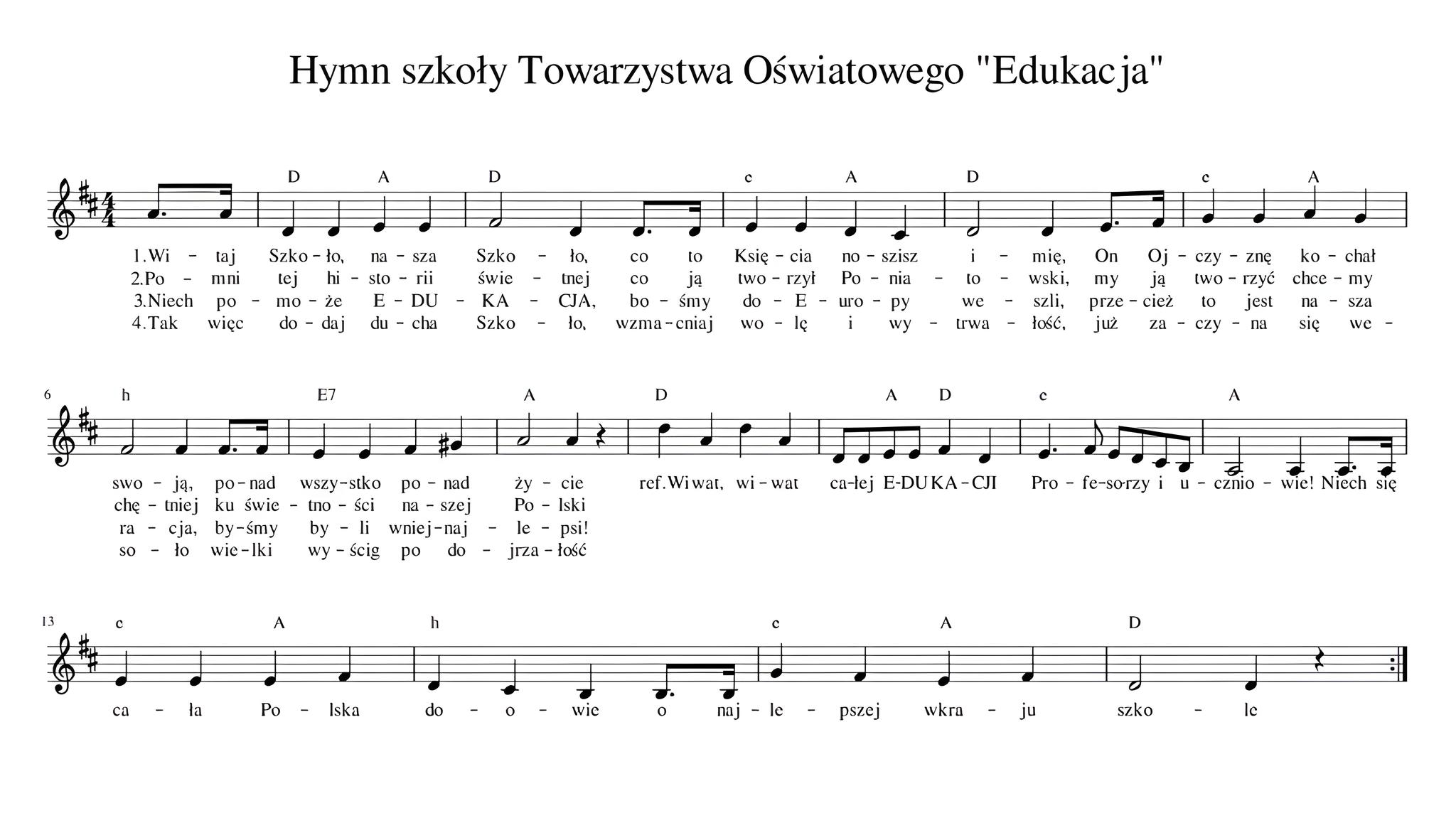 Muzyka do hymnu szkoły